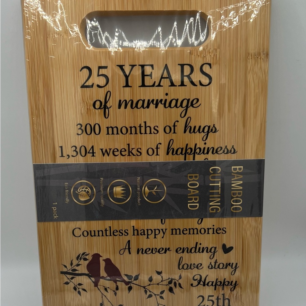 25 Years of Marriage Bamboo Cutting Board - Wood Tone